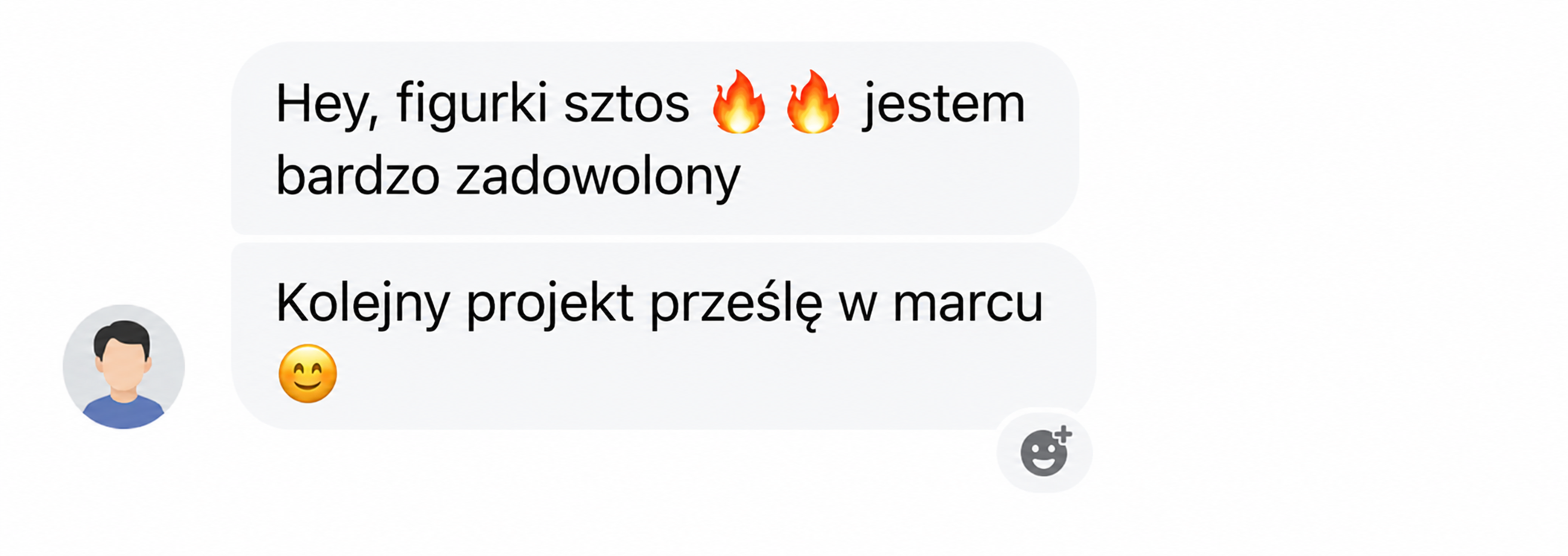 Wiadomość od klienta z podziękowaniem za figurkę