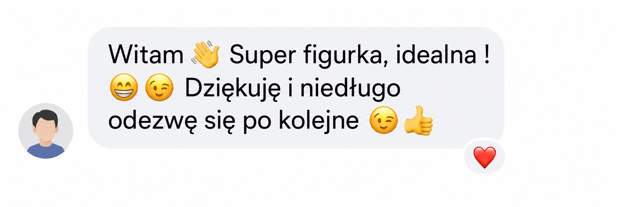 Wiadomość od klienta z podziękowaniem za figurkę